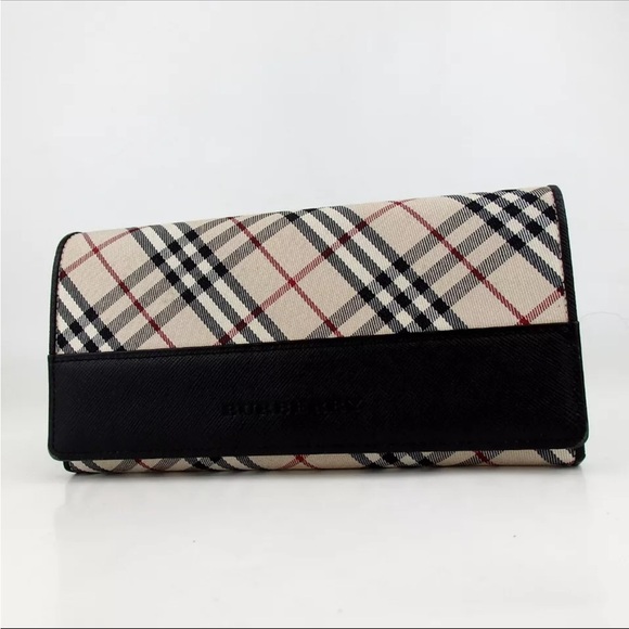 Authentic BURBERRY Nova Check purse Nylon jacquard/leather - Picture 1 of 13
